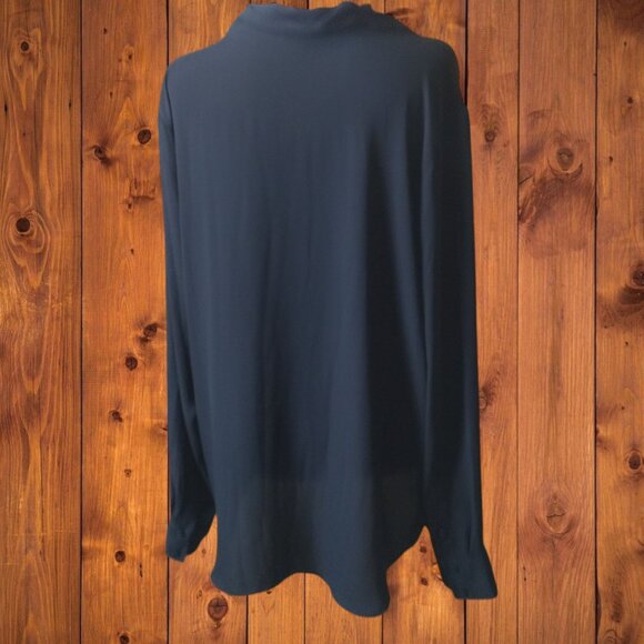 Who What Wear Women's XXL Pullover Black Tie Front Blouse Career Office Classic - Picture 7 of 7